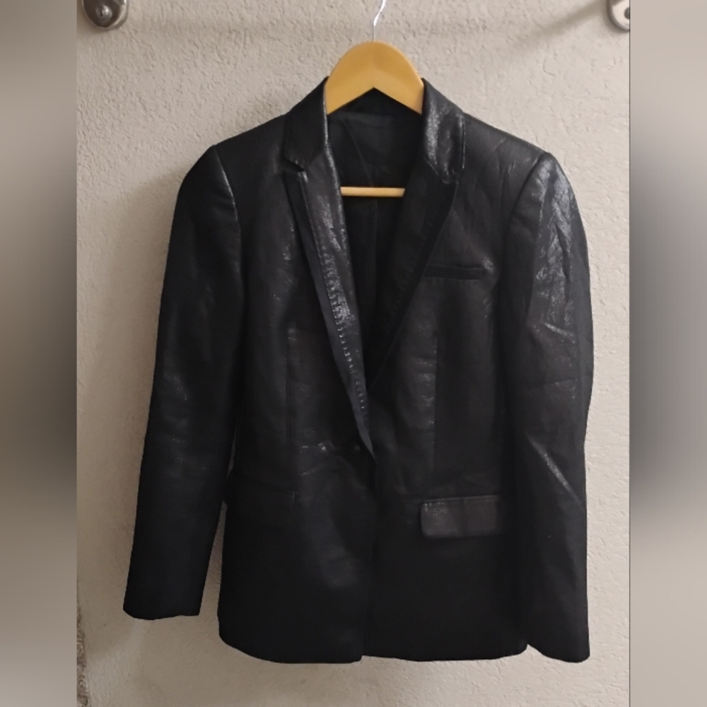 Armani Exchange Shimmery Back Womens Buttoned Suit Jacket Blazer Sz 4